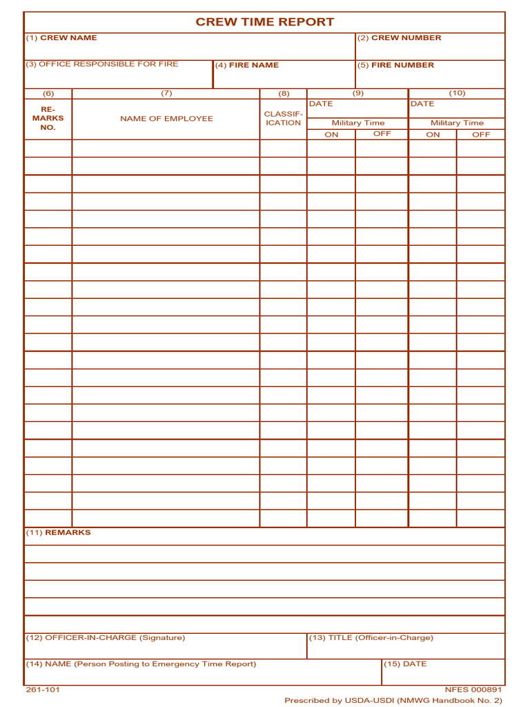 Fire Crew Time Report Template | PDF