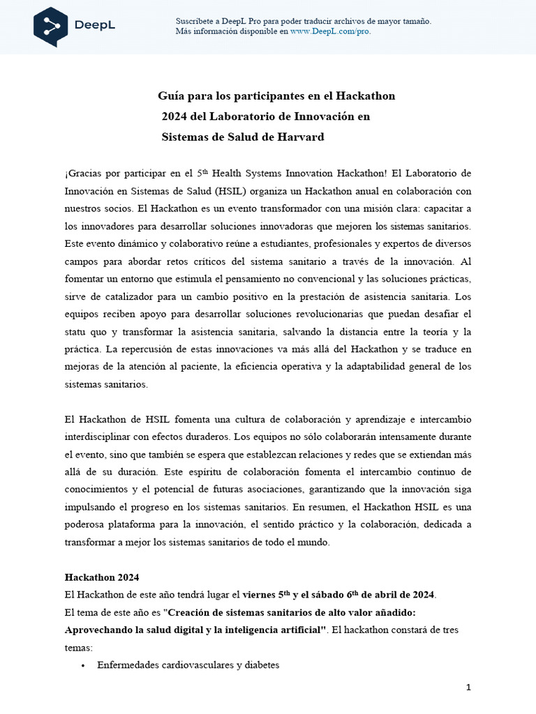 Guía del Hackathon HSIL 2024 | PDF | Diseño | Innovación