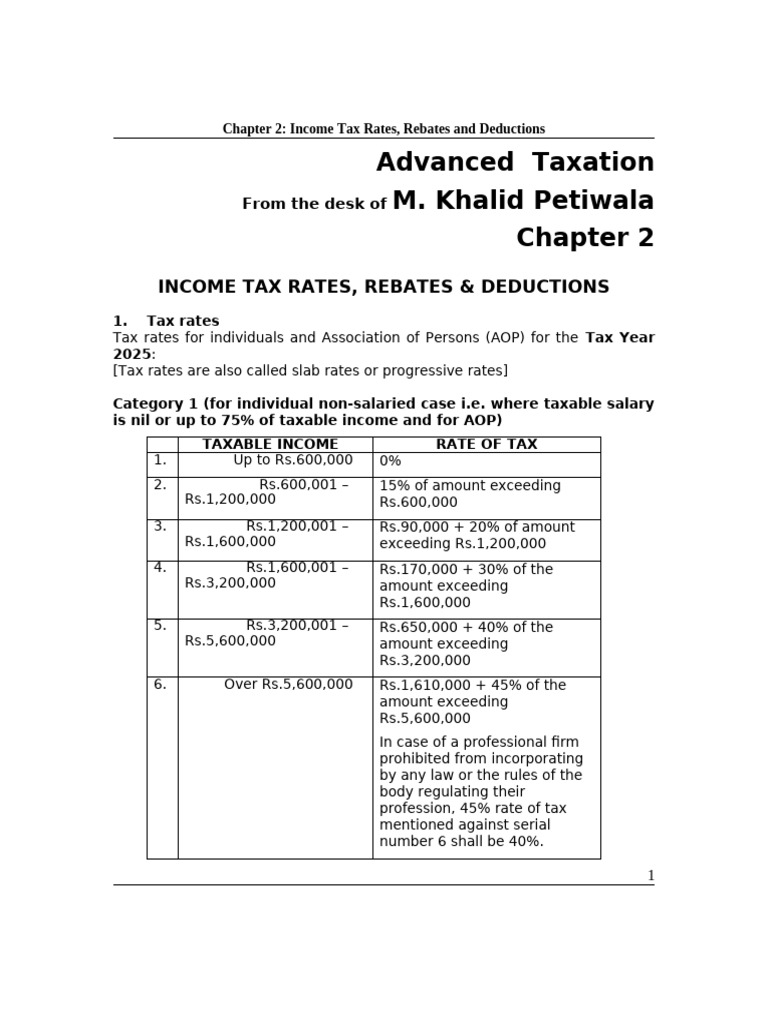02-Income Tax Rates and Rebates | PDF | Taxes | Income Tax In The ...
