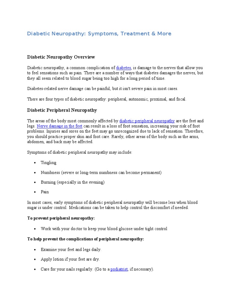 Diabetic Neuropathy | PDF | Peripheral Neuropathy | Diabetes Mellitus