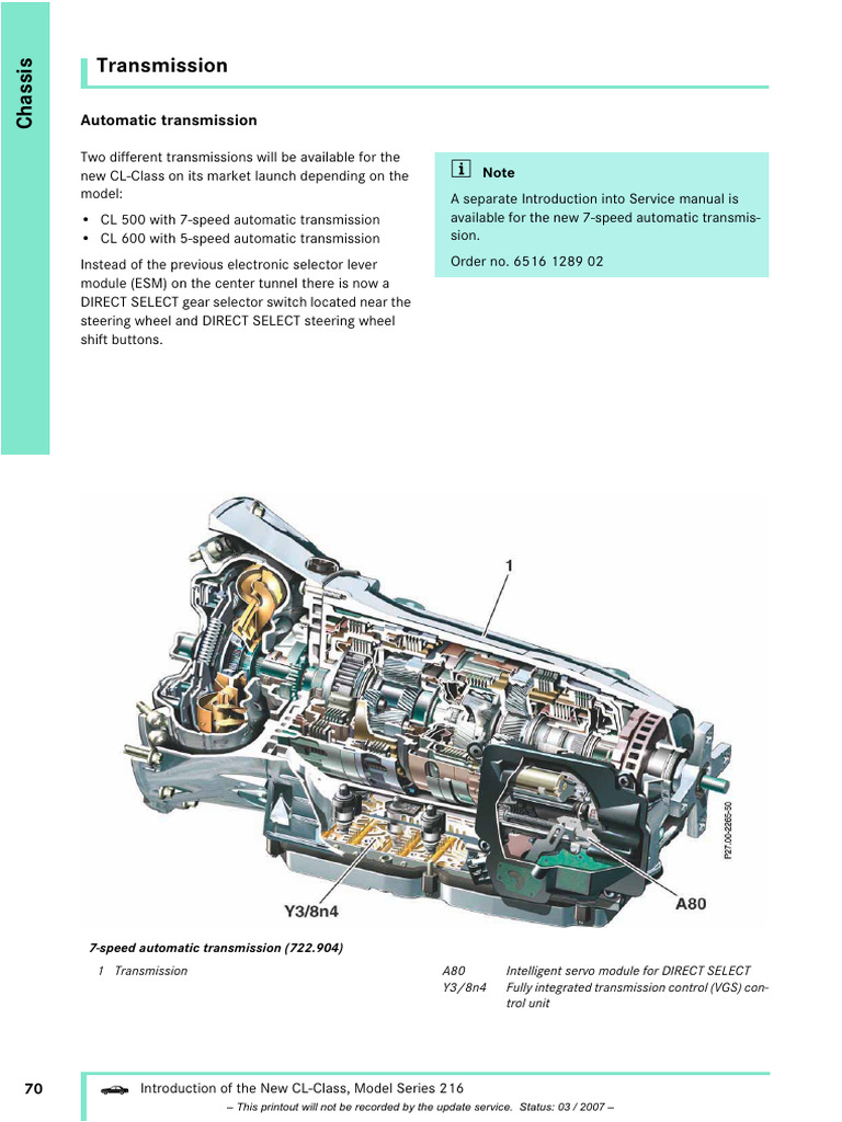 Mercedes Cl 63 Amg 2008 Chassis Service Manual Pdf Automatic