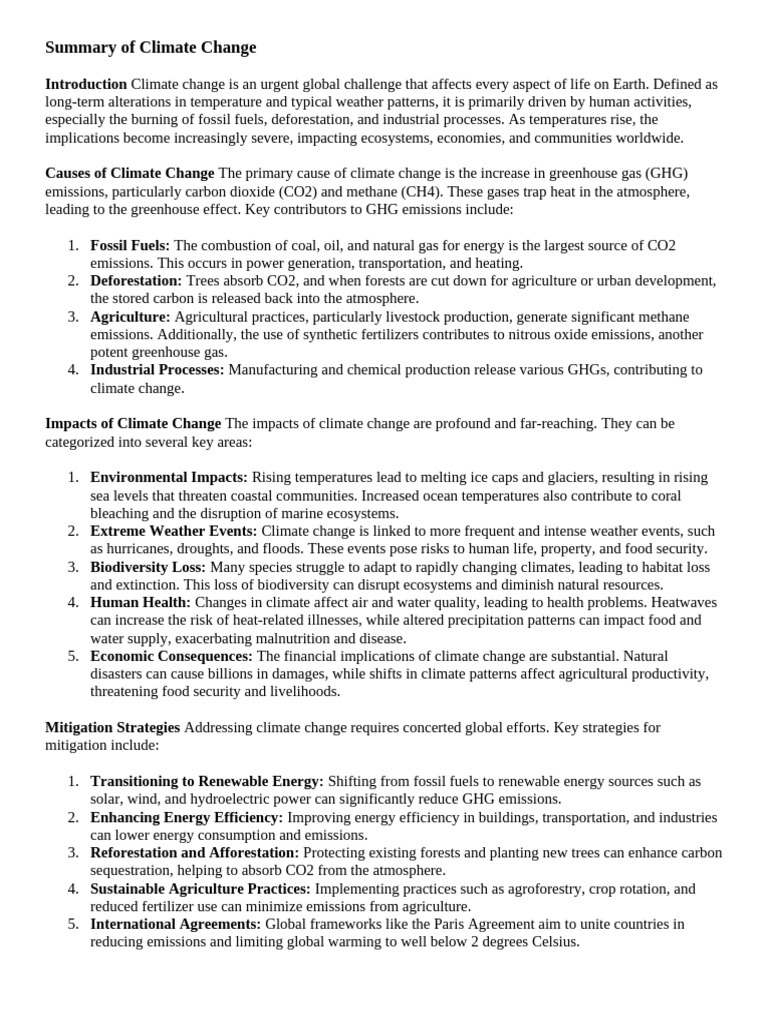 Understanding Climate Change Causes & Impacts | PDF | Climate Change ...