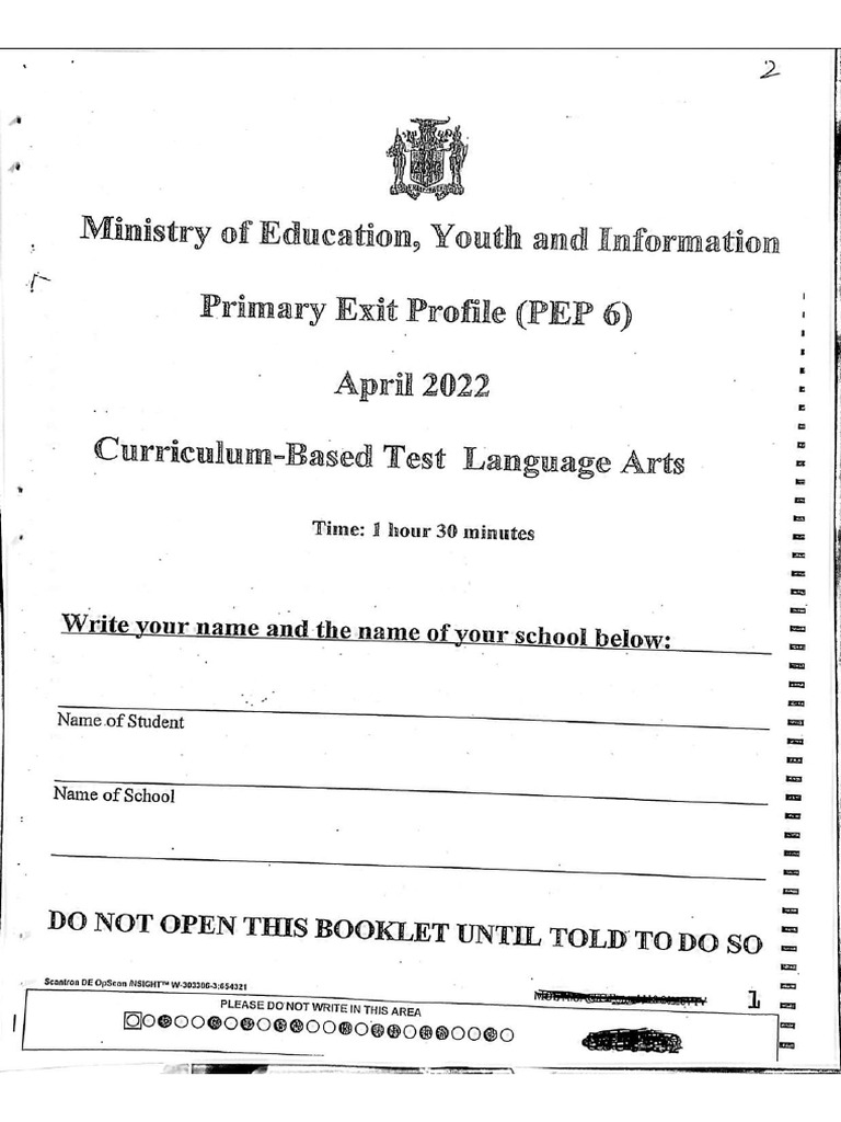 2022 Grade 6 Language Arts CBT Past Paper | PDF