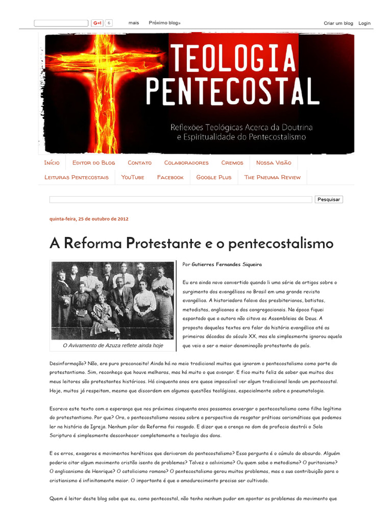 Pentecostalismo e a Reforma Protestante | PDF | Pentecostalismo ...