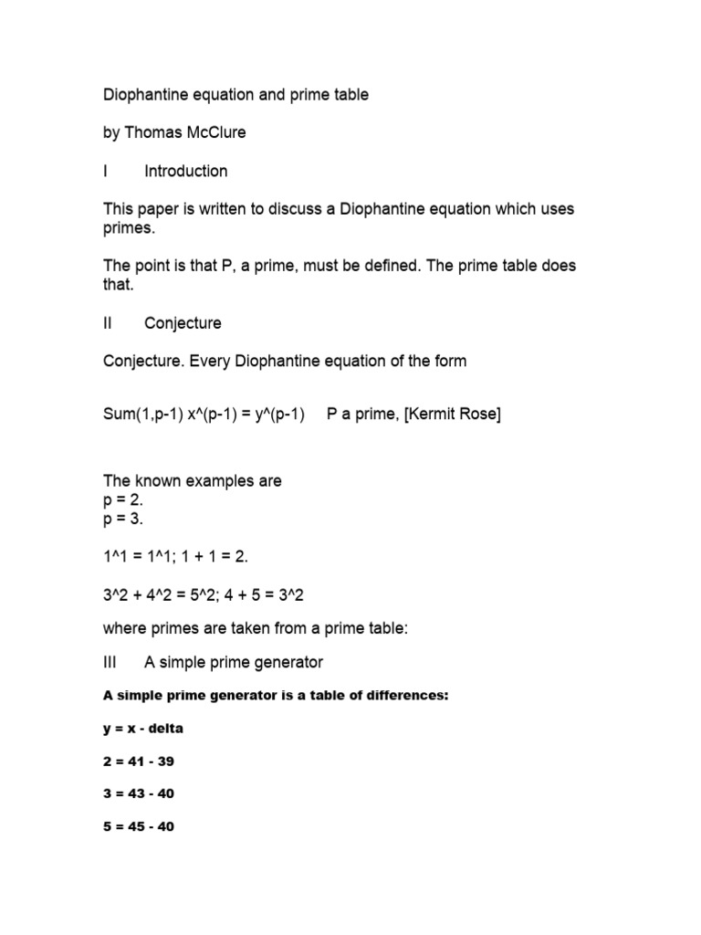 Diophantine Equation | PDF | Teaching Methods & Materials | Science ...