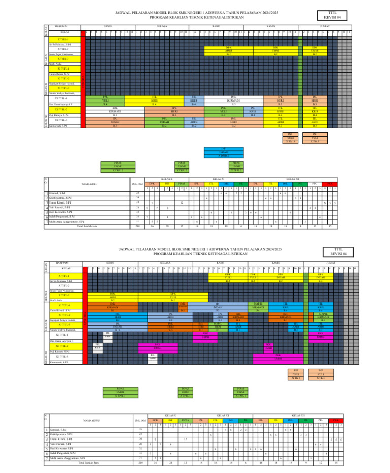 Jadwal Pelajaran SMK Adiwerna 2024 | PDF