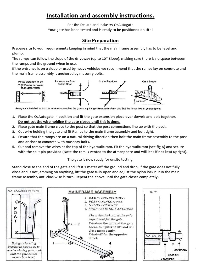 OzAutogate Installation Instructions | PDF | Manufactured Goods