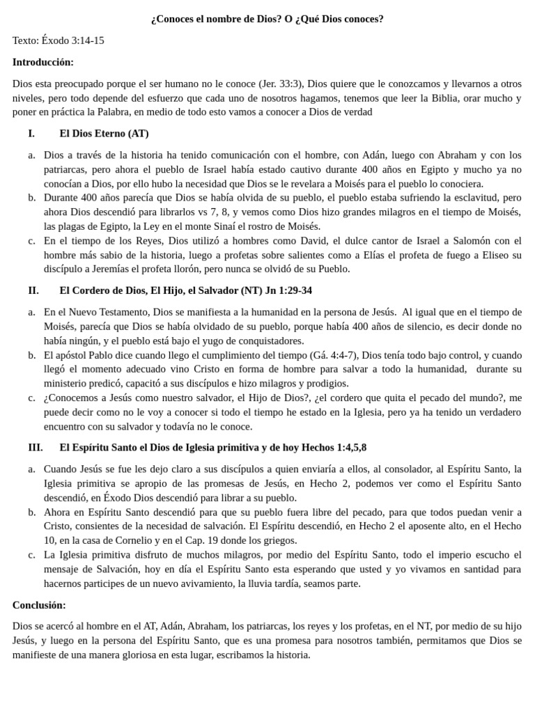 Conoces El Nombre De Dios Pdf Cristo Título Moisés