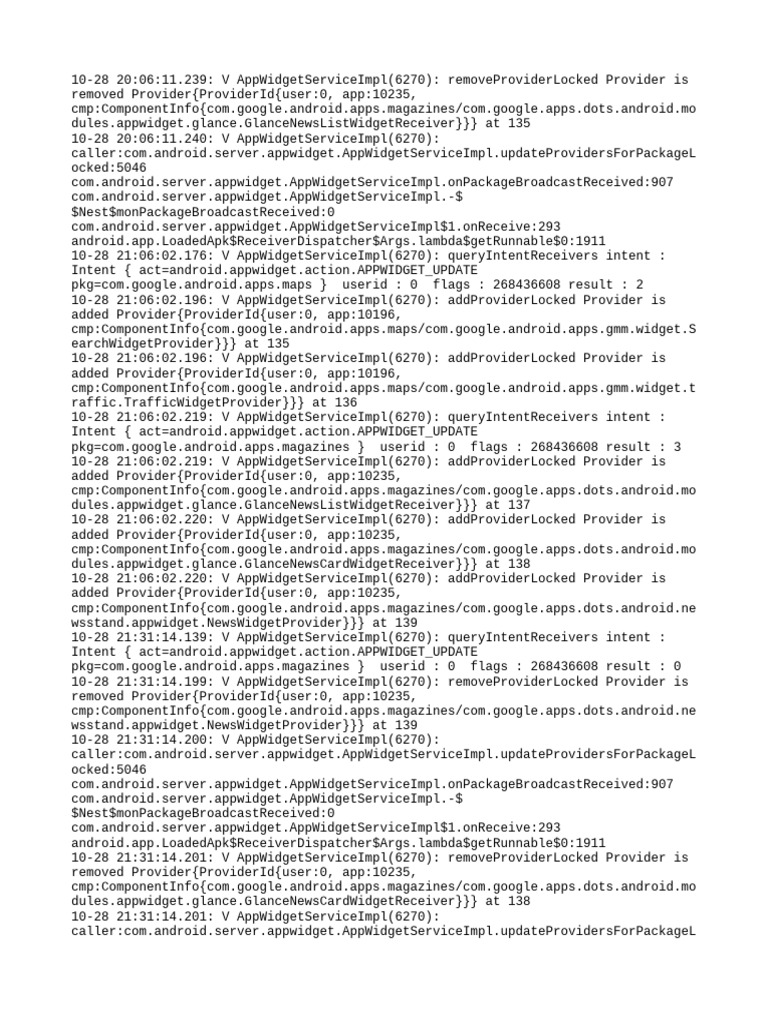 AppWidget Provider Updates Log | PDF | Mobile Software | Embedded Linux ...