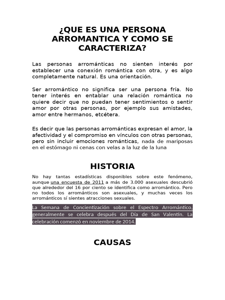 Qué es ser arromántico y sus características | PDF | Salud y bienestar