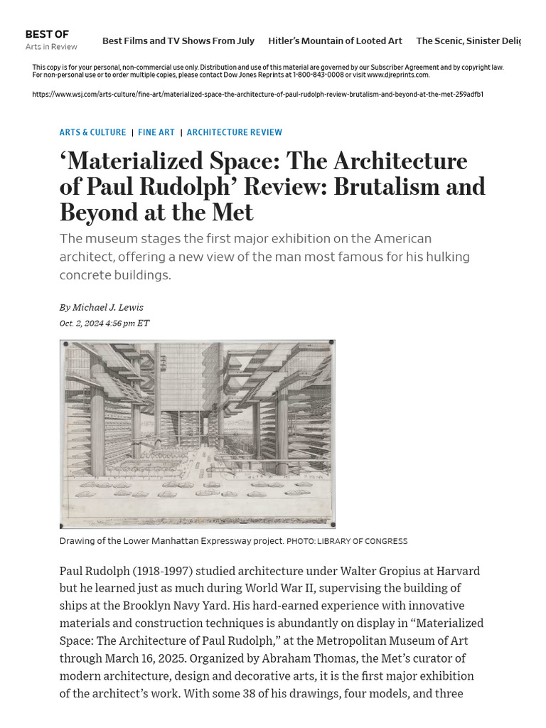 Materialized Space - The Architecture of Paul Rudolph' Review ...