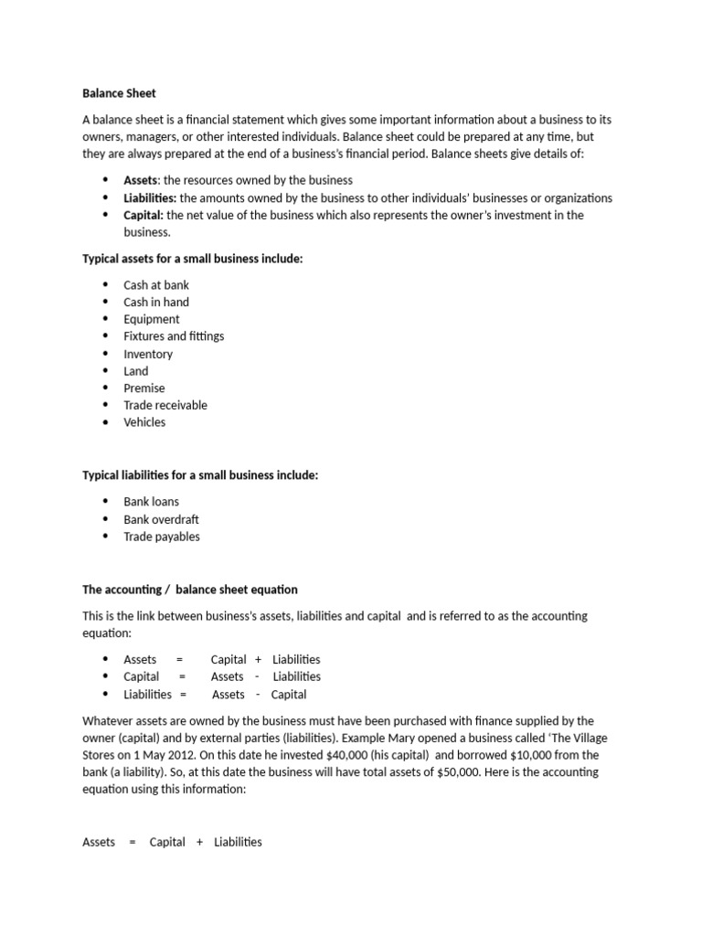 Balance Sheet and Accounting Equation | PDF | Balance Sheet | Debits ...