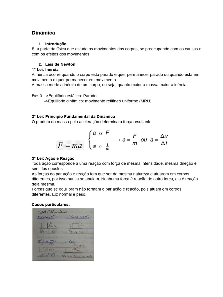 Dinâmica e Cinemática | PDF | Velocidade | Leis do Movimento de Newton