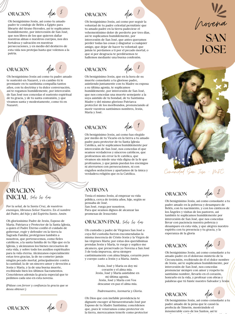 Novena a San José: Oraciones y Peticiones | PDF | María, madre de Jesús ...