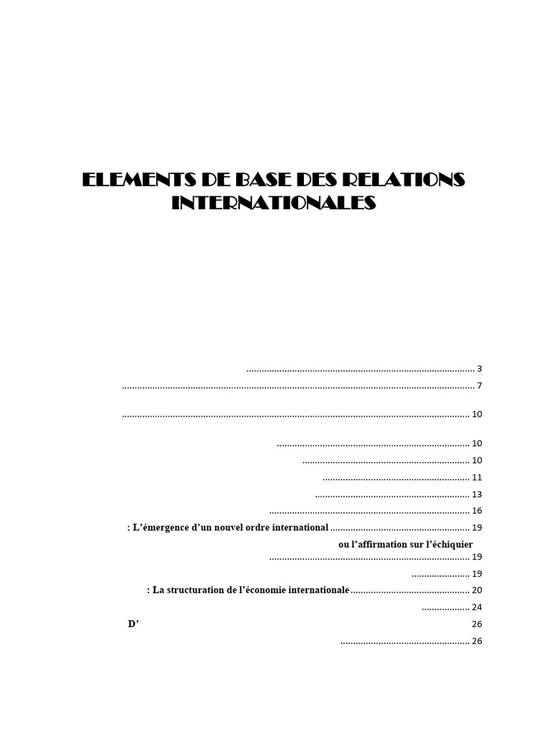 Éléments des relations internationales | PDF | Colonisation | Première ...