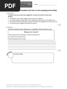 Life Vision A2-B1 - Unit 5 - Original - Speaking and Writing