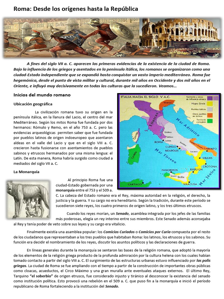 TP 10 Roma Parte 1 Material y Actividades | PDF | Roma antigua ...