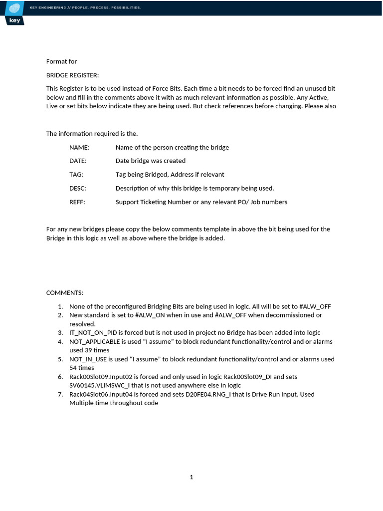 Bridge Register Format Guide | PDF