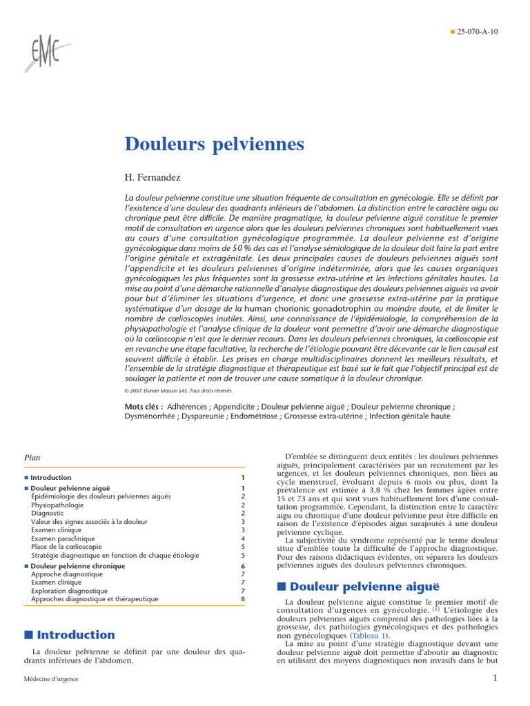 Douleurs pelviennes en gynécologie PDF Grossesse Douleur — free download