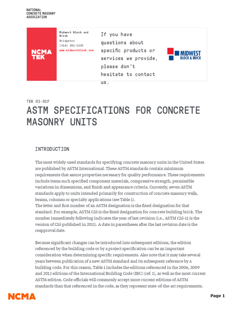 ASTM Standards for Concrete Masonry Units | PDF | Concrete | Brick
