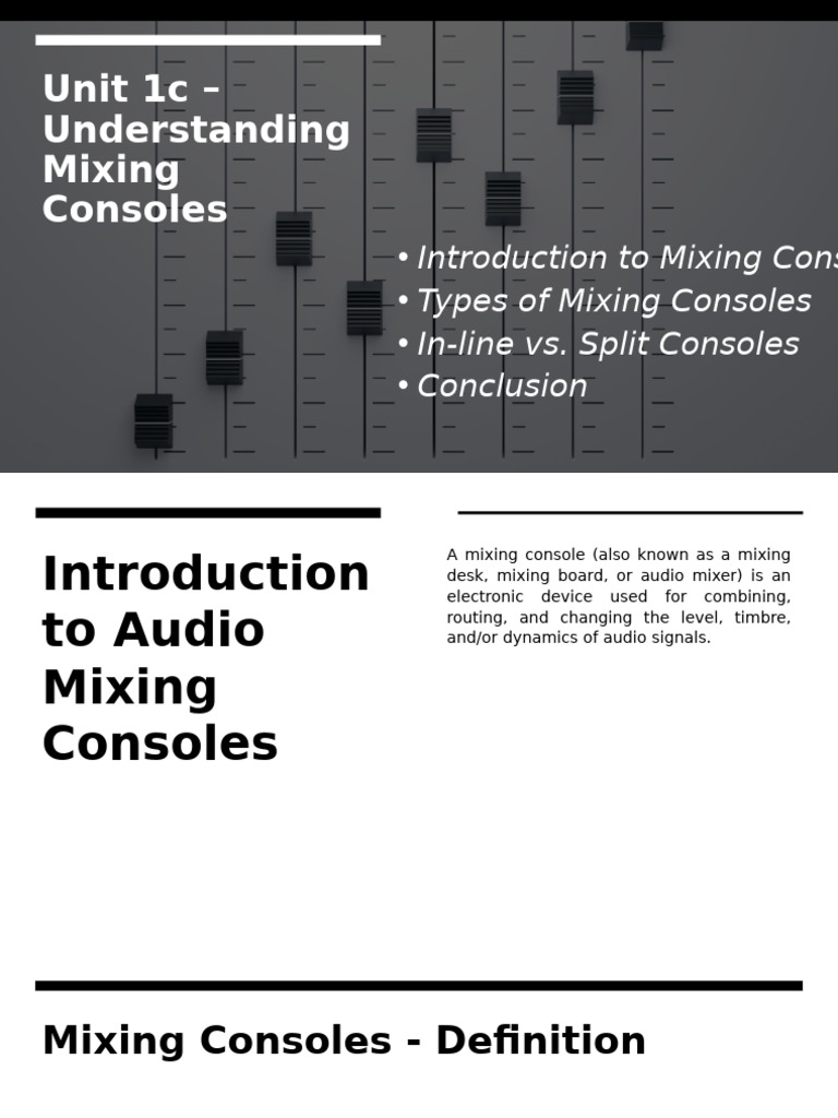 Mixing Consoles: Types and Uses | PDF | Hearing | Signal Processing