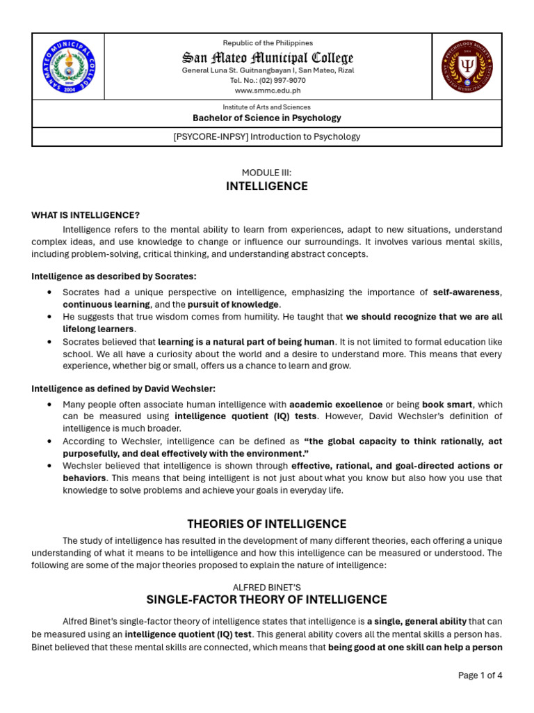 Understanding Intelligence Theories | PDF | Intelligence | Intelligence ...