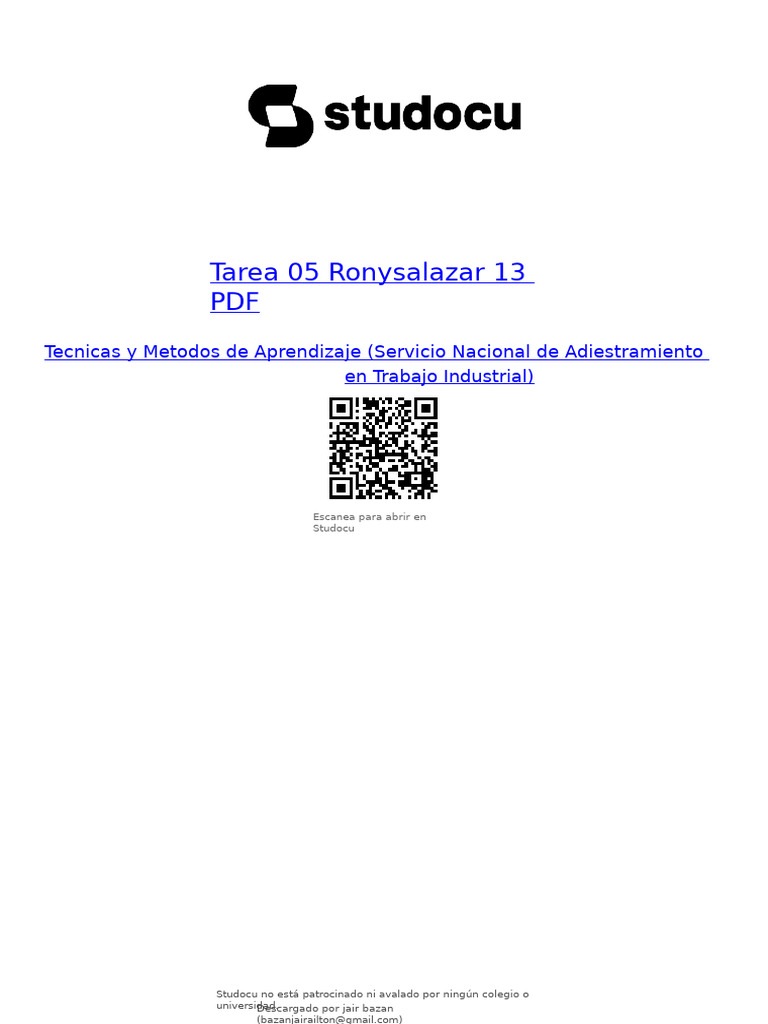 Tarea 05 Ronysalazar 13 PDF | PDF | Aprendizaje | Cognición