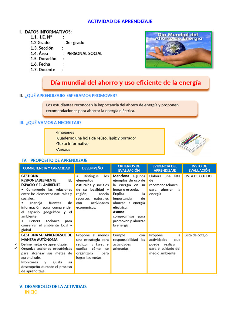 Ahorro de Energía en 3er Grado | PDF | Uso eficiente de energía ...