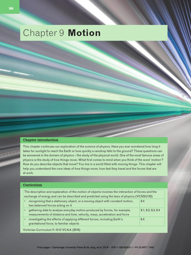 Chapter 9 Motion | PDF | Speed | Force