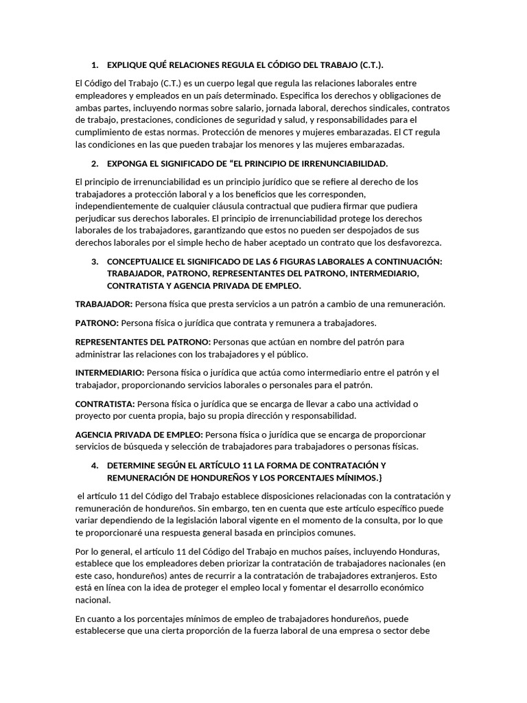 Relaciones Laborales según el Código del Trabajo | PDF | Derecho ...