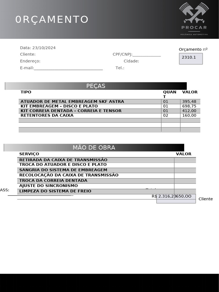 modelo ORÇAMENTO | PDF
