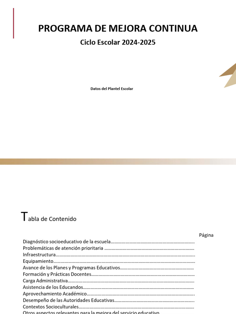 Programa de Mejora Continua 2024-2025 | PDF | Evaluación | Escuelas
