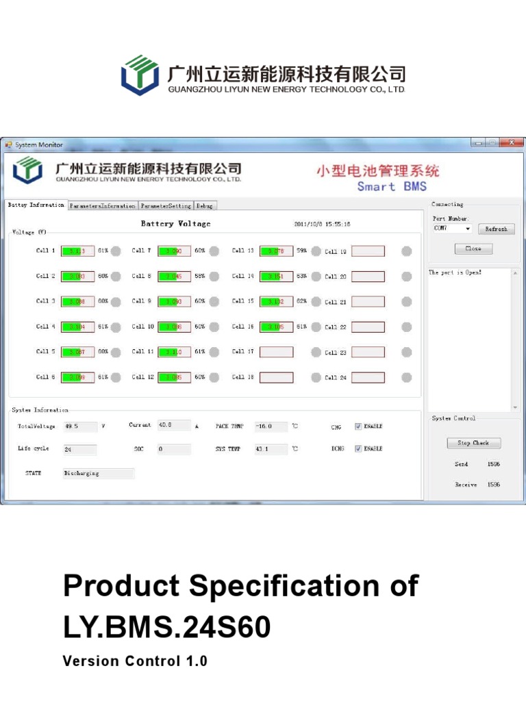 LY.BMS.24S60 Battery Management System Specs | PDF | Lithium Ion ...