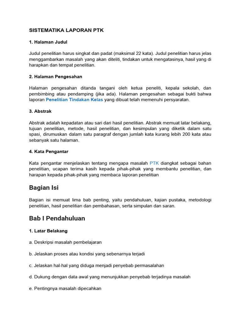 Sistematika Laporan PTK | PDF | Seni | Komputer