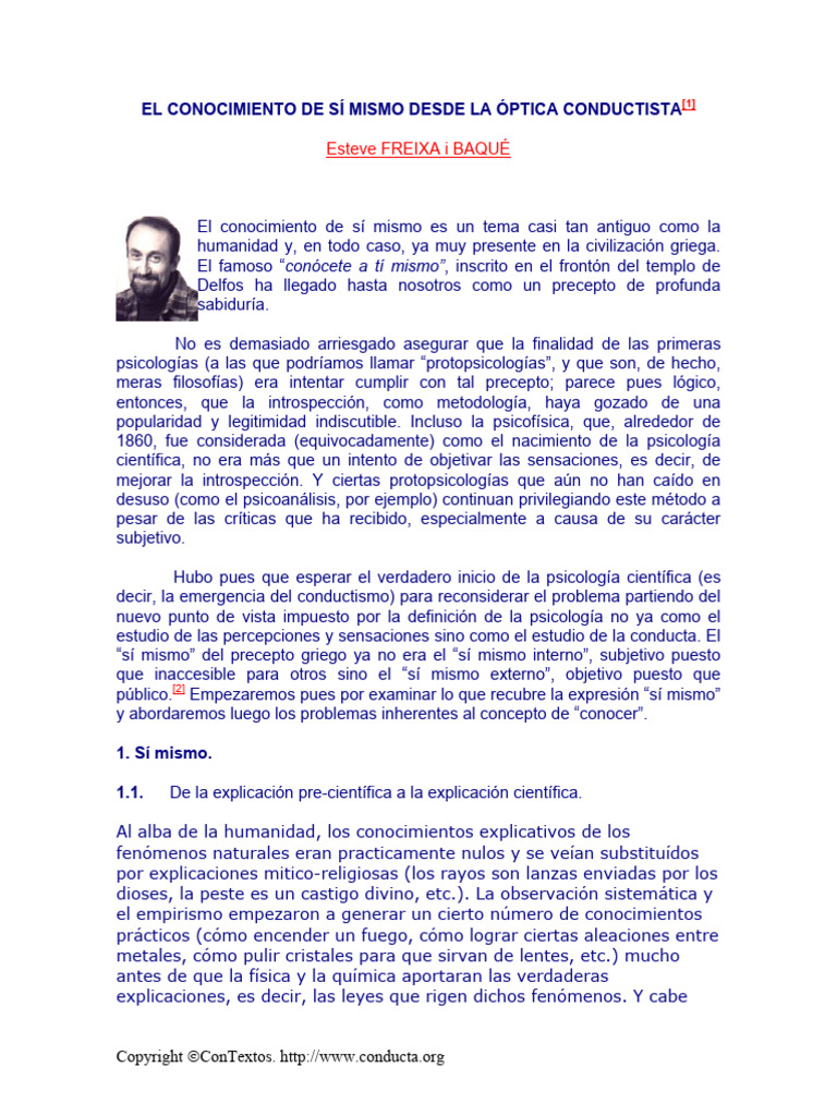 El Conocimiento de Si Mismo... - Freixa | PDF | Pensamiento | Conocimiento