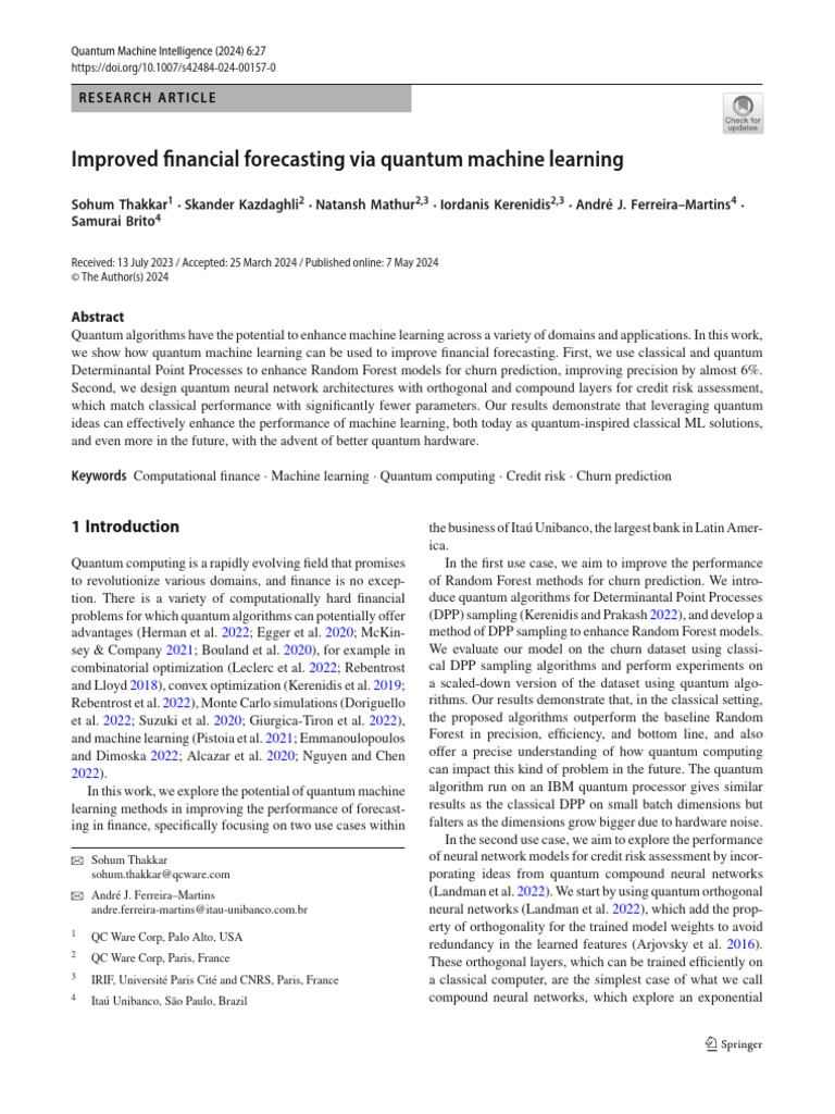 Improved Financial Forecasting Via Quantum Machine Learning | PDF ...