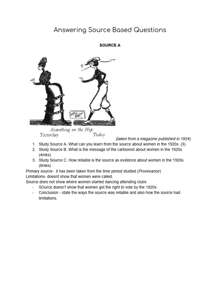 Answering source based questions pdf history