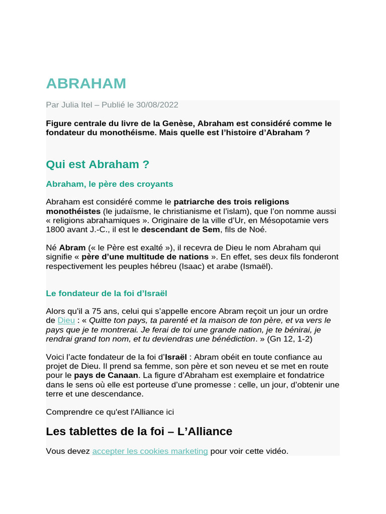 Histoire et héritage d'Abraham | PDF | Abraham | Sarah