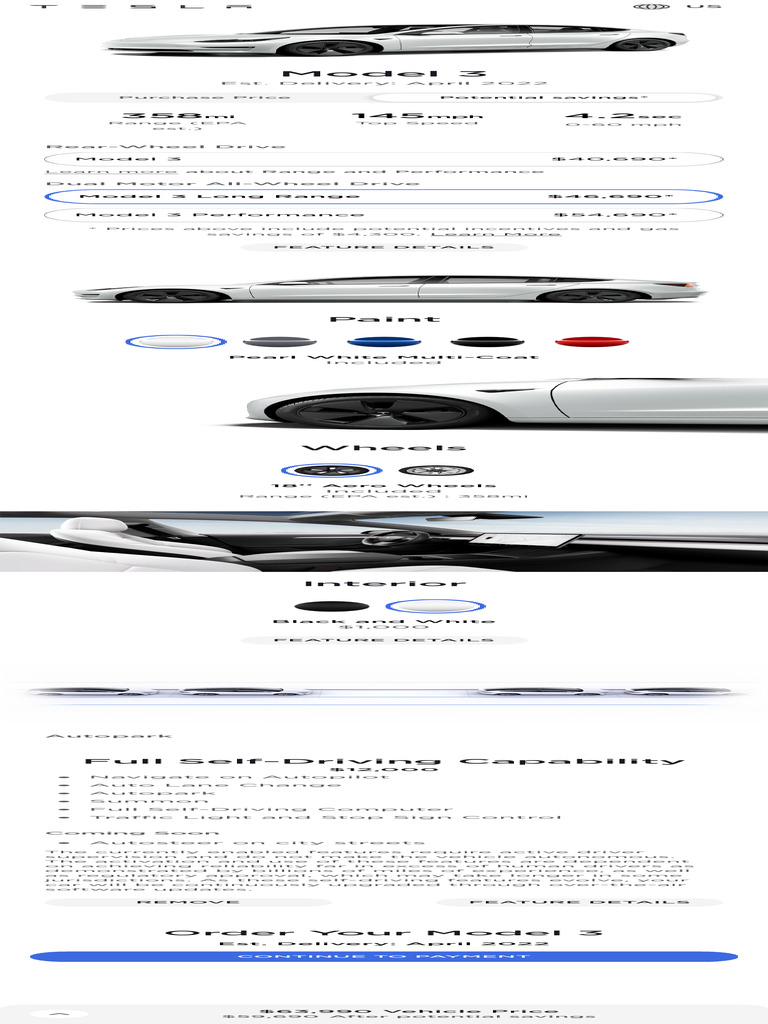 Tesla Model 3 Specifications Overview | PDF | Business | Computers