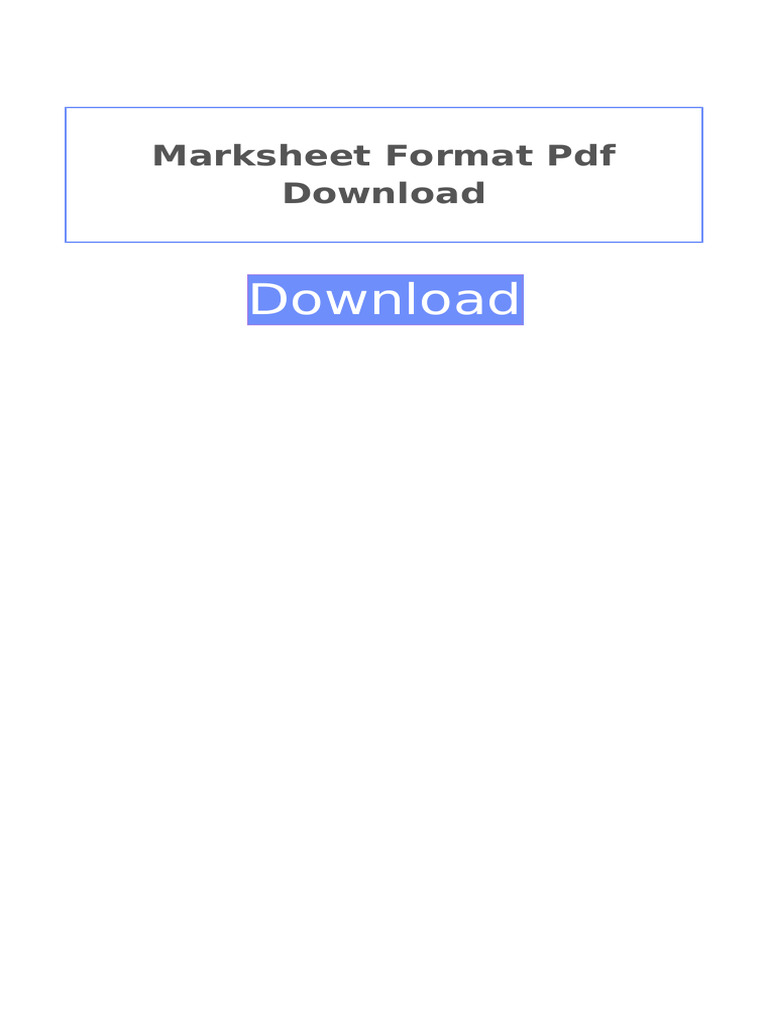 Marksheet Format Pdf New Download Pdf
