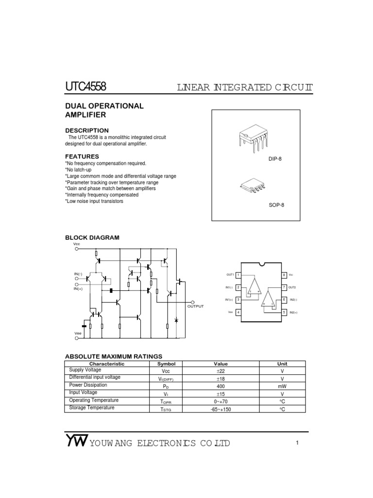 utc4558 | Amplifier | Operational Amplifier