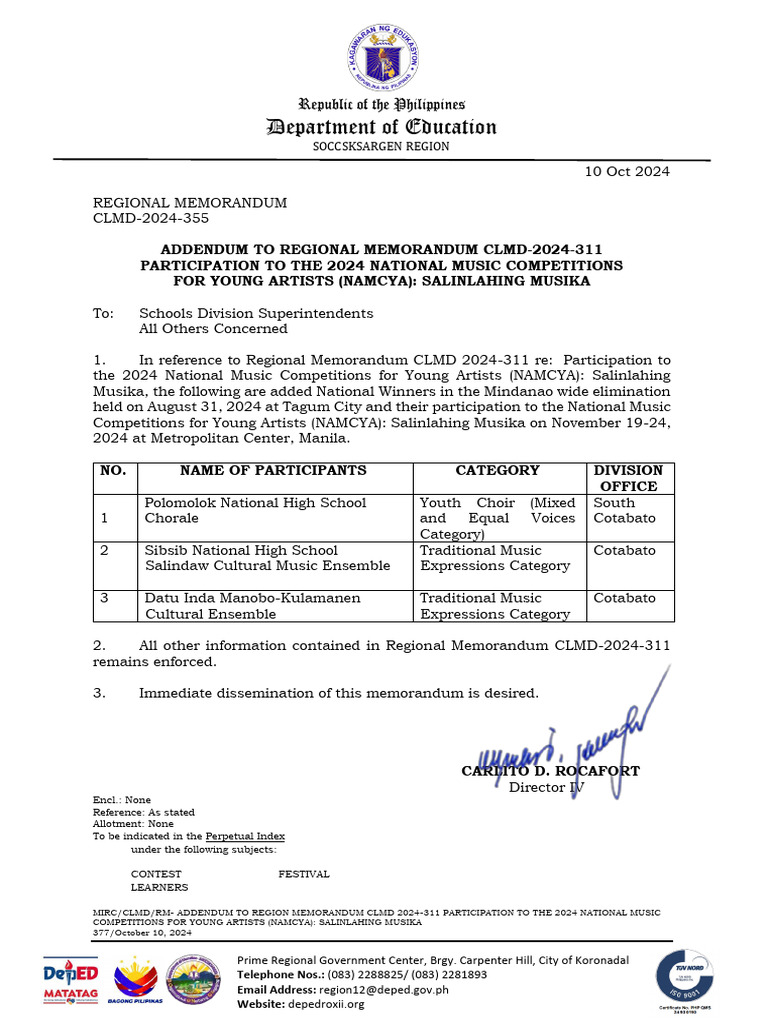 NAMCYA 2024 Participation Addendum | PDF