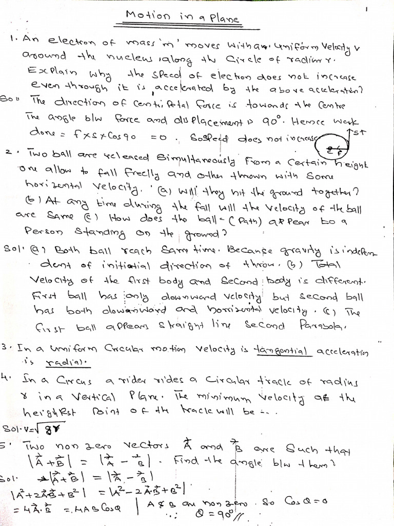 Motion in A Plane | PDF