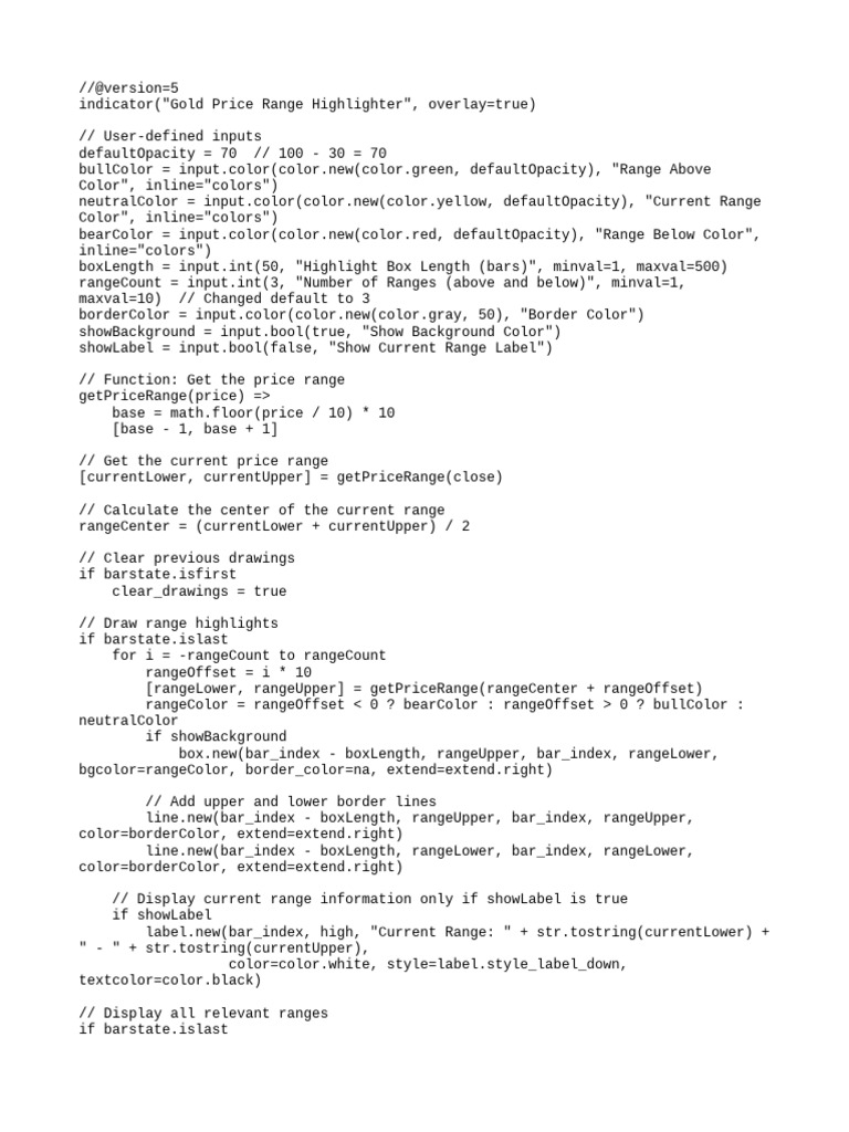 Gold Price Range Highlighter Script | PDF | Computing | Computer ...
