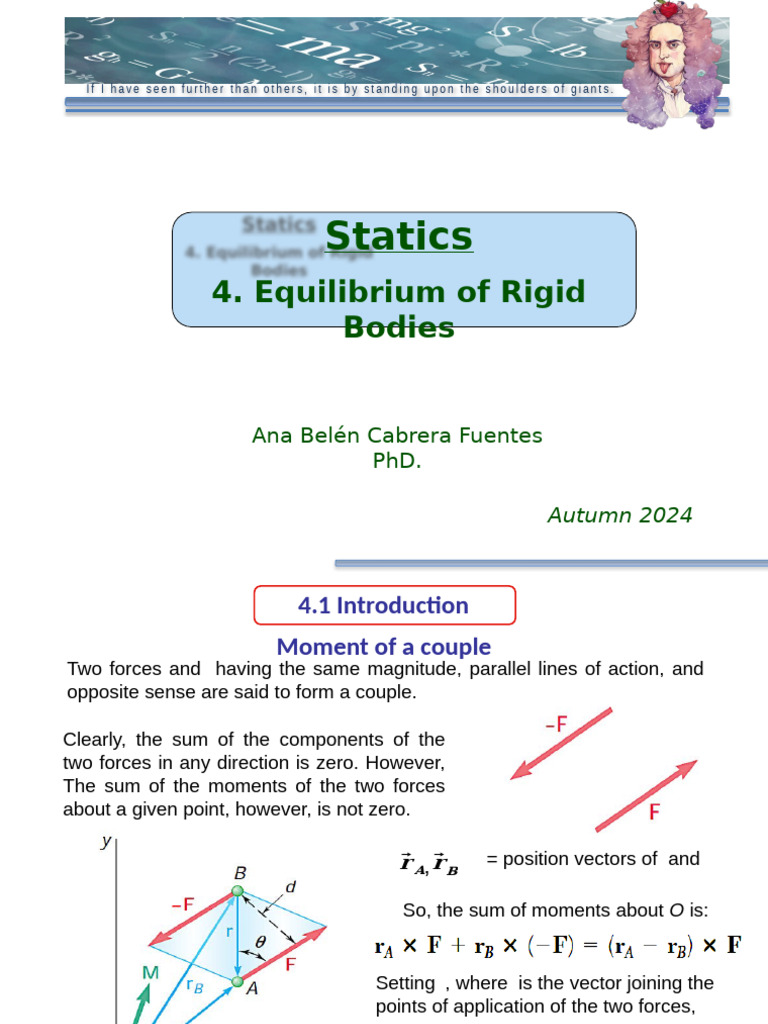 Equilibrium of Rigid Bodies in Statics | PDF | Force | Physical Phenomena
