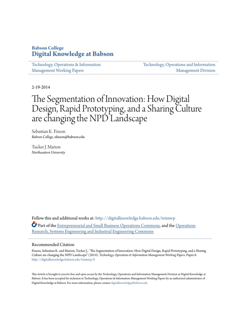 The Segmentation of Innovation - How Digital Design Rapid Prototy | PDF ...