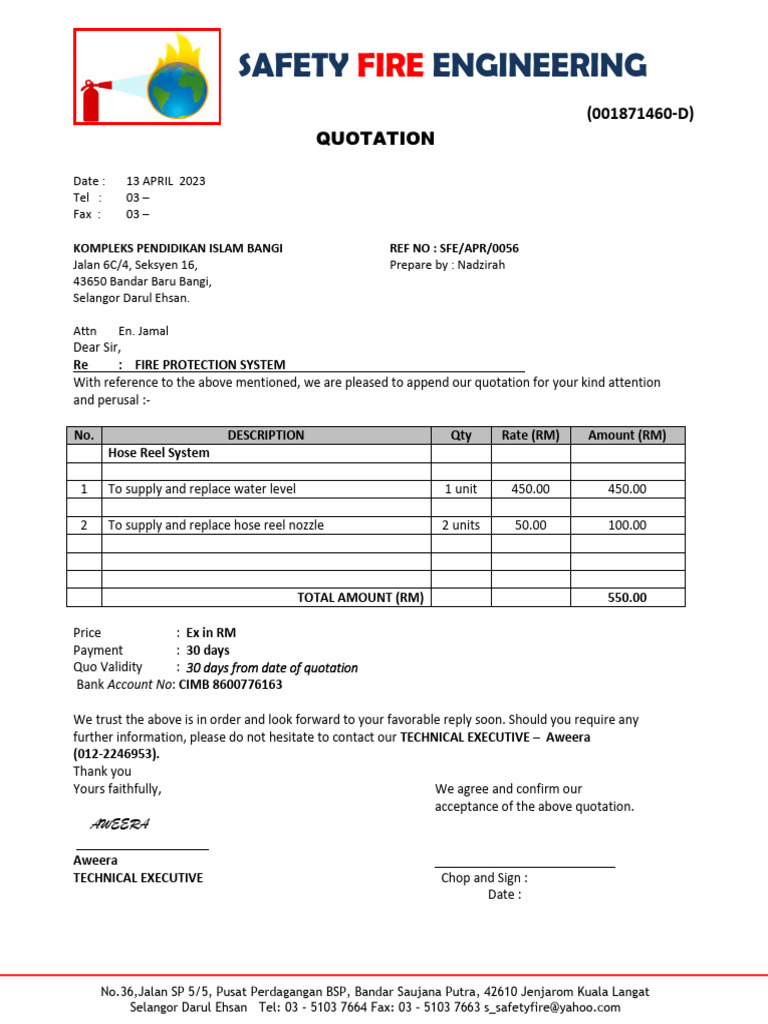 Fire Protection System Quote | PDF | Technology & Engineering
