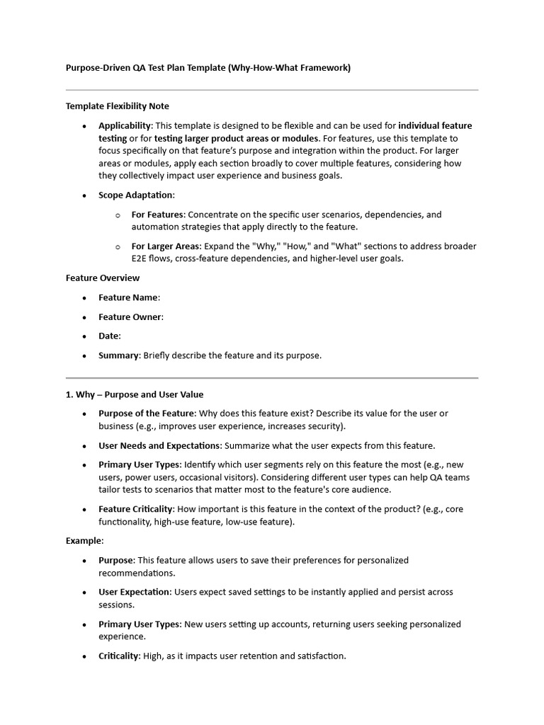 TestPlan Template PDF Software Testing Automation