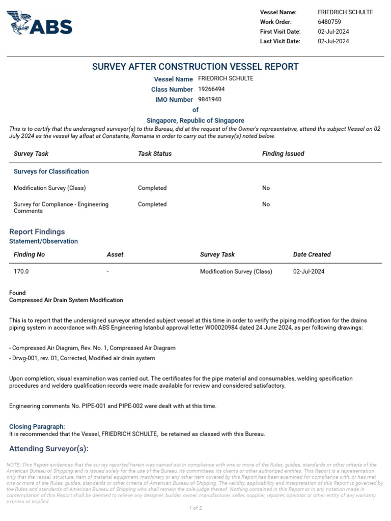 Survey For Compliance - Engineering Comments-6481034-FRIEDRICH SCHULTE ...