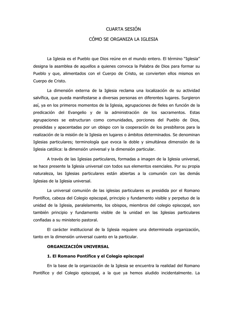 Organización de la Iglesia Católica | PDF | obispo | Iglesia Católica